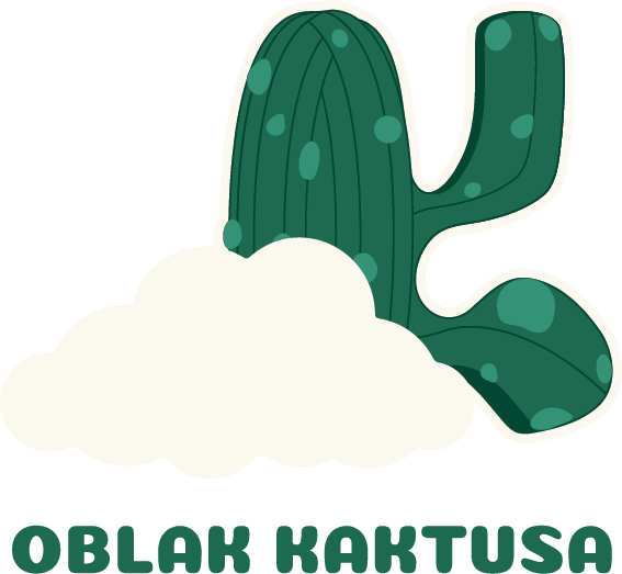 Horizontalni logo Oblaka Kaktusa, zelena varijanta